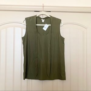 J.Crew Olive Green Tie Neck Tank Top